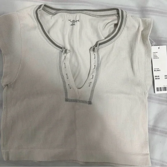 UO White Ribbed Top - Picture 1 of 2